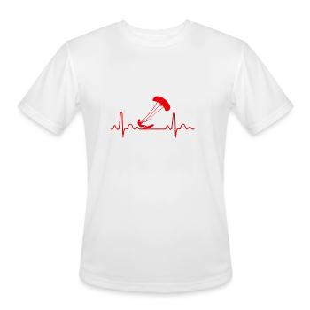 Heartbeat Kite Surfing Kite Surfer Funny Gift Idea - Men's Moisture Wicking Performance T-Shirt - white - Front - Jackson (183cm)