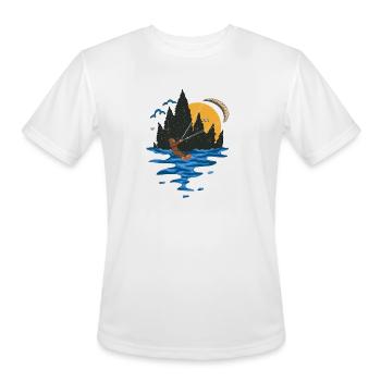 Funny Lake Kite Surfing Cartoon Gift - Men's Moisture Wicking Performance T-Shirt - white - Front - Jackson (183cm)
