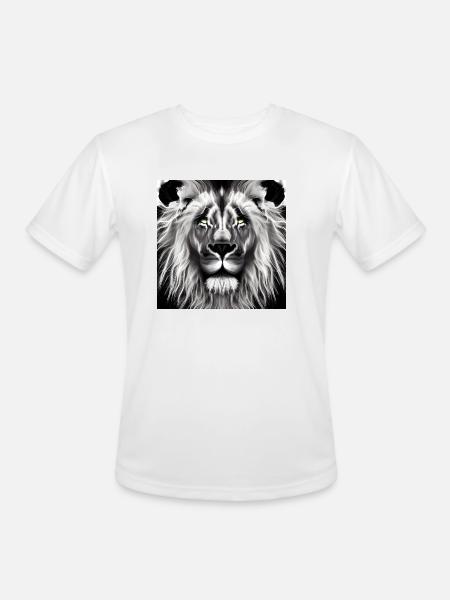BLACK AND WHITE LION - Men's Moisture Wicking Performance T-Shirt - white