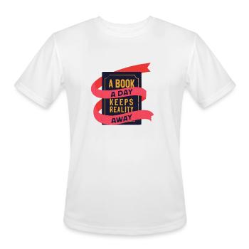 Book - Men's Moisture Wicking Performance T-Shirt - white - Front - Jackson (183cm)