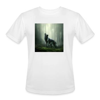 Howling wolf at midnight - Men's Moisture Wicking Performance T-Shirt - white - Front - Jackson (183cm)
