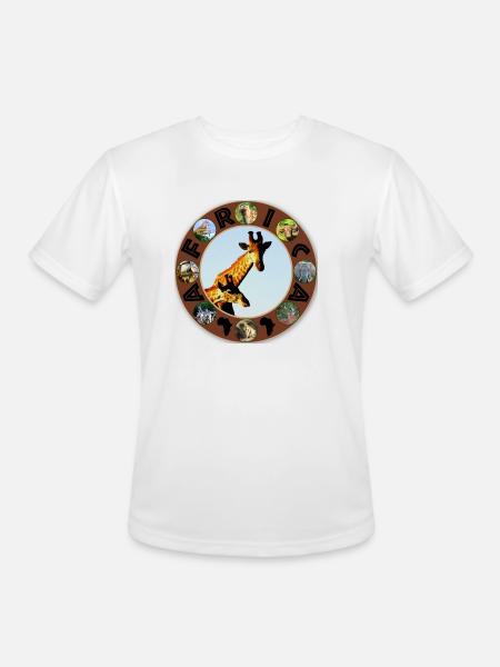 blue sky giraffe africa circle - Men's Moisture Wicking Performance T-Shirt - white