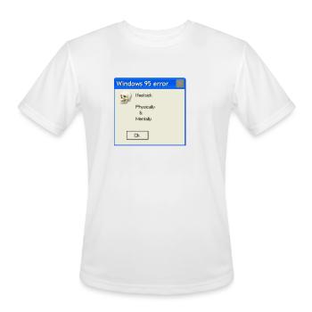 Windows 95 Error T-Shirt: A Nostalgic Glitch!" - Men's Moisture Wicking Performance T-Shirt - white - Front - Jackson (183cm)