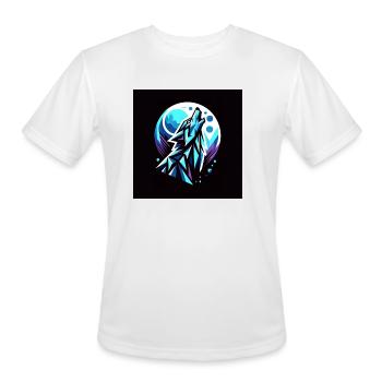 Trendy geometric wolf howling at a moon - Men's Moisture Wicking Performance T-Shirt - white - Front - Jackson (183cm)