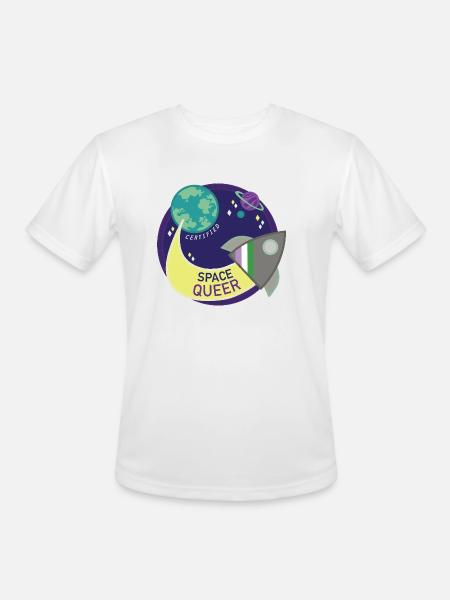 Space Queer - Men's Moisture Wicking Performance T-Shirt - white