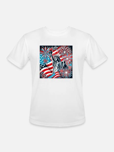 July 4th - Men's Moisture Wicking Performance T-Shirt - white