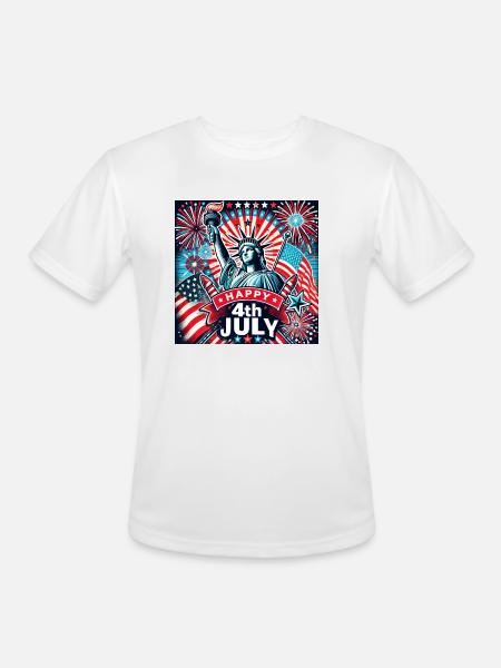 July 4th - Men's Moisture Wicking Performance T-Shirt - white