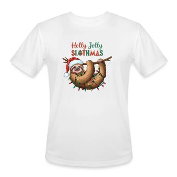 Holly Jolly Slothmas - Men's Moisture Wicking Performance T-Shirt - white - Front - Jackson (183cm)
