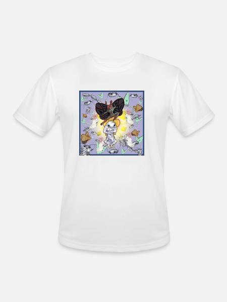 Mothman & Isobod - Men's Moisture Wicking Performance T-Shirt - white