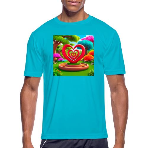 Triple heart landscape, nature, love, happiness - Men's Moisture Wicking Performance T-Shirt