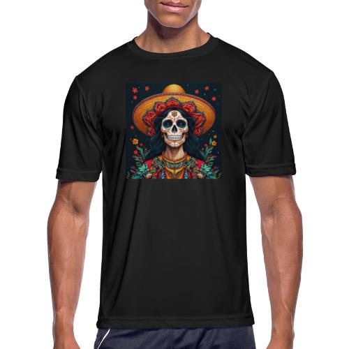 Charra Skull Art | Traditional Mexican Design - Men's Moisture Wicking Performance T-Shirt