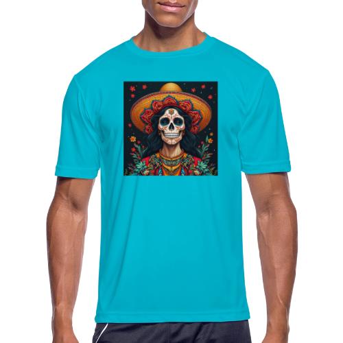 Charra Skull Art | Traditional Mexican Design - Men's Moisture Wicking Performance T-Shirt