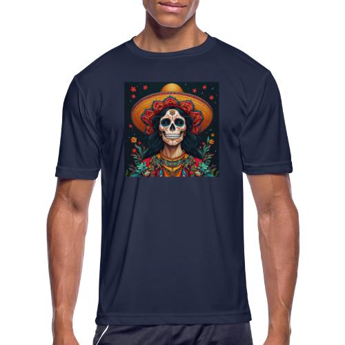 Charra Skull Art | Traditional Mexican Design - Men's Moisture Wicking Performance T-Shirt