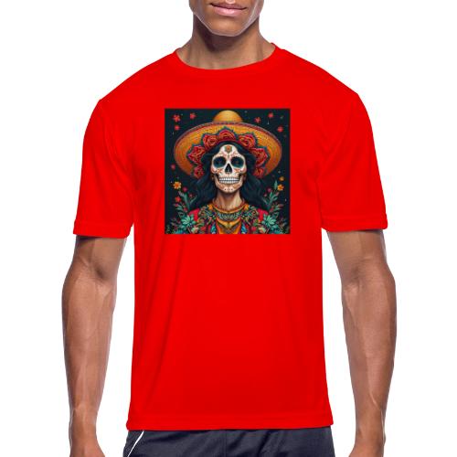 Charra Skull Art | Traditional Mexican Design - Men's Moisture Wicking Performance T-Shirt