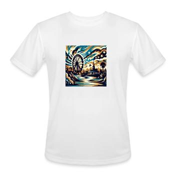 Enchanted Night: Ferris Wheel & Palms - Men's Moisture Wicking Performance T-Shirt - white - Front - Jackson (183cm)