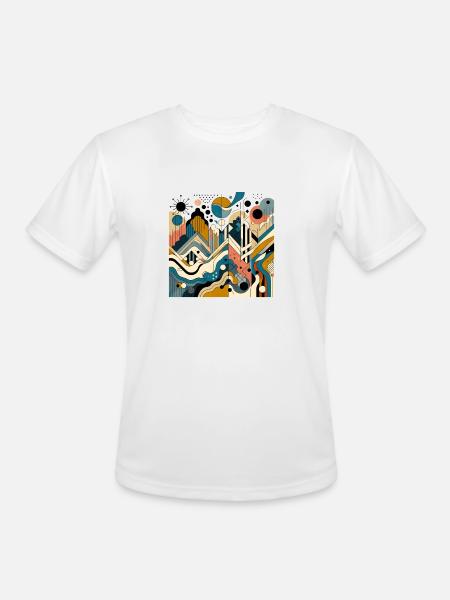 Dynamic Abstract Mountains T-Shirt - Men's Moisture Wicking Performance T-Shirt - white