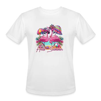Flamingo Summer Hello Summer Vacation - Men's Moisture Wicking Performance T-Shirt - white - Front - Jackson (183cm)