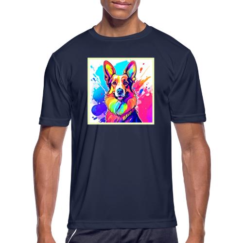 Rainbow Corgi: Pop Art Puppy Joy - Men's Moisture Wicking Performance T-Shirt