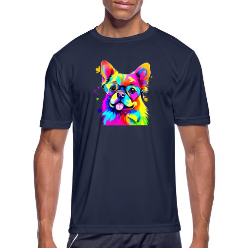 Vibrant Pup: Abstract Dog Art - Men's Moisture Wicking Performance T-Shirt