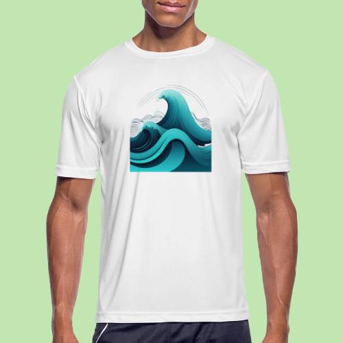 Dynamic Ocean Wave Illustration - Men's Moisture Wicking Performance T-Shirt