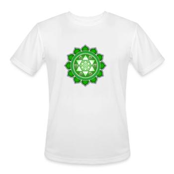 Heart Chakra Fractal Bloom w/Sacred Geometry - Men's Moisture Wicking Performance T-Shirt - white - Front - Jackson (183cm)