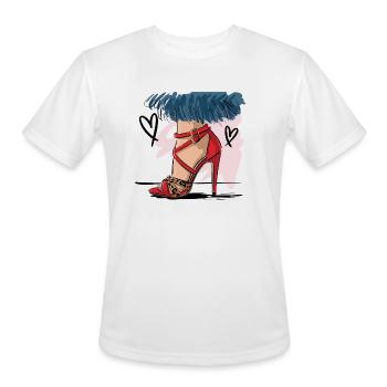 Stylish red strappy high heel shoe with leopard - Men's Moisture Wicking Performance T-Shirt - white - Front - Jackson (183cm)