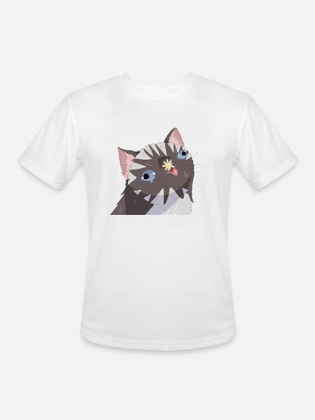 Idiot Cat - Men's Moisture Wicking Performance T-Shirt - white