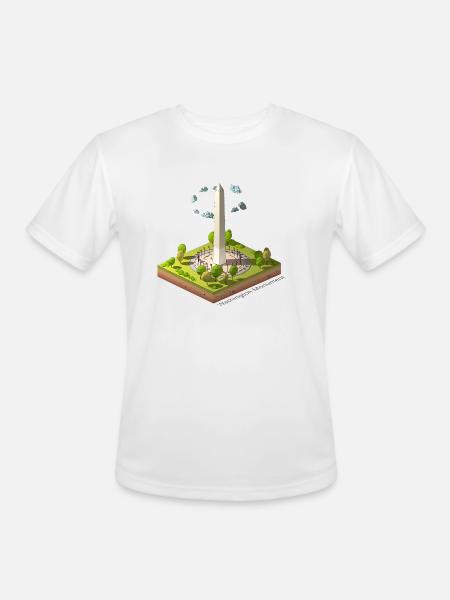 Geometric low poly Washington Monument - Men's Moisture Wicking Performance T-Shirt - white