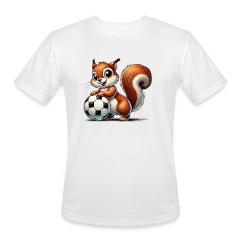 happy squirrel playing football - Men's Moisture Wicking Performance T-Shirt - white - Front - Jackson (183cm)