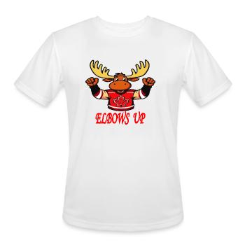 Elbows Up - Canada Hockey Moose - Men's Moisture Wicking Performance T-Shirt - white - Front - Jackson (183cm)