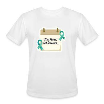 Stay Ahead Get Screened - Men's Moisture Wicking Performance T-Shirt - white - Front - Jackson (183cm)