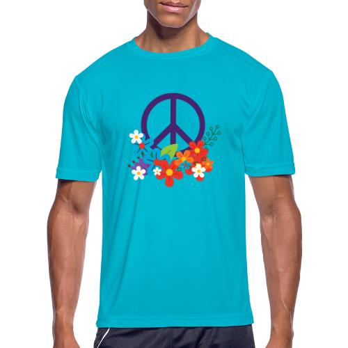 Hippie Peace Design With Flowers - Men's Moisture Wicking Performance T-Shirt