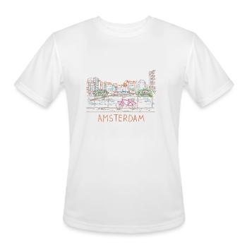 Amsterdam Bike Unique Hand Drawn Art - Men's Moisture Wicking Performance T-Shirt - white - Front - Jackson (183cm)