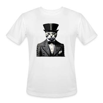 Sleek and Sophisticated A Smokin Suit-Wearing Cat - Men's Moisture Wicking Performance T-Shirt - white - Front - Jackson (183cm)