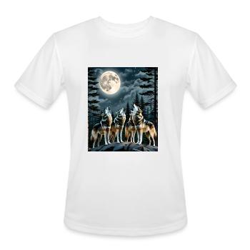 Wolf Howling At The Moon - Men's Moisture Wicking Performance T-Shirt - white - Front - Jackson (183cm)