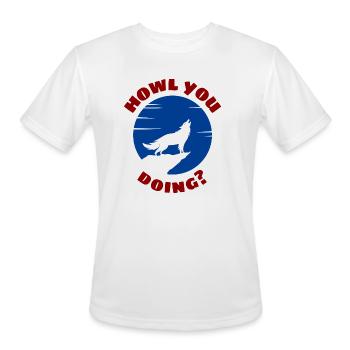Howl You Doing Wolf Pun - Men's Moisture Wicking Performance T-Shirt - white - Front - Jackson (183cm)