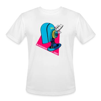 Futuristic Cyberpunk Robot Head – Sci-Fi Tech Art - Men's Moisture Wicking Performance T-Shirt - white - Front - Jackson (183cm)