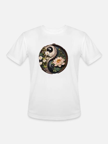 Lotus Flower Pond Yang - Men's Moisture Wicking Performance T-Shirt - white