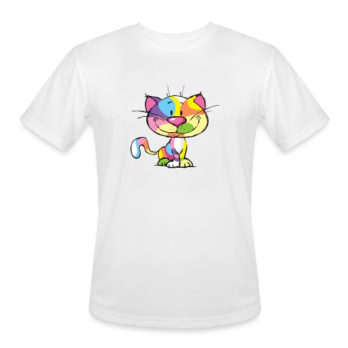 Cute Kitty Cartoon Colorful Pop Art Design - Men's Moisture Wicking Performance T-Shirt
