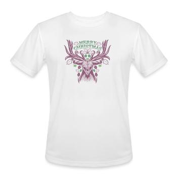 Retro Deer Head Antler Reindeer Merry Christmas - Men's Moisture Wicking Performance T-Shirt - white - Front - Jackson (183cm)