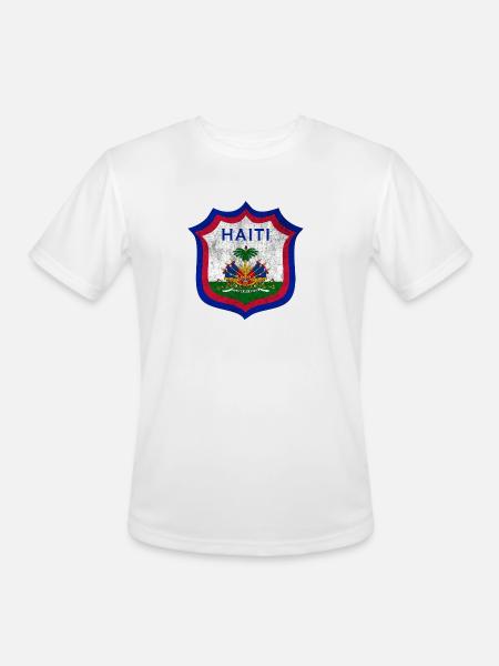 Haiti Crest Design - Men's Moisture Wicking Performance T-Shirt - white