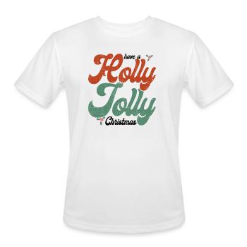 Holly Jolly Retro Script - Men's Moisture Wicking Performance T-Shirt - white - Front - Jackson (183cm)
