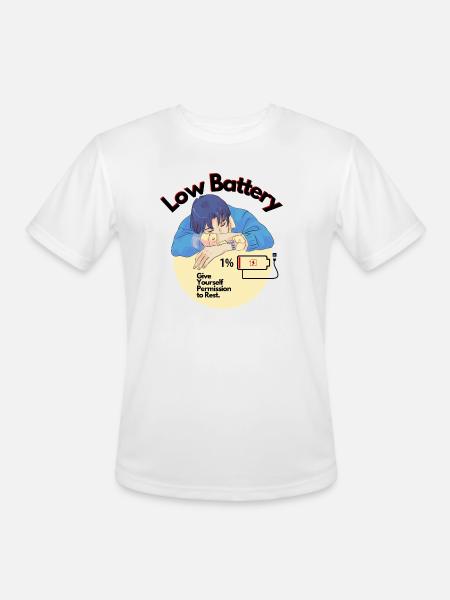 Permission to Rest Battery - Men's Moisture Wicking Performance T-Shirt - white