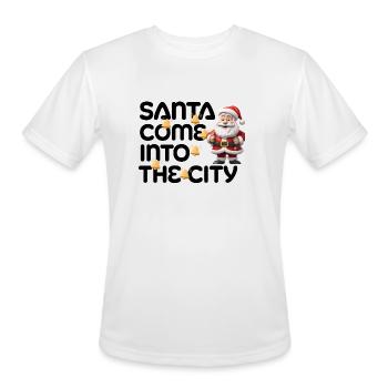 Festive Santa with Jingle Bells Design - Men's Moisture Wicking Performance T-Shirt - white - Front - Jackson (183cm)