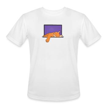 Orange kitten sleeping on the computer - Men's Moisture Wicking Performance T-Shirt - white - Front - Jackson (183cm)