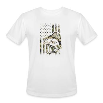 Camo Fishing American Flag Bass Fishing - Men's Moisture Wicking Performance T-Shirt - white - Front - Jackson (183cm)