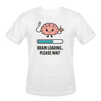 Cute Brain Loading Coffee Mug Design - Men's Moisture Wicking Performance T-Shirt - white - Front - Jackson (183cm)