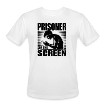 Prisoner of the Screen Illustration - Men's Moisture Wicking Performance T-Shirt - white - Front - Jackson (183cm)