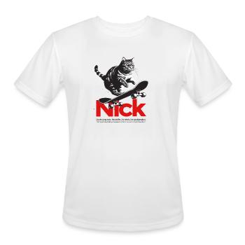 Cool Cat Skateboard with cute Boy Name NICK - Men's Moisture Wicking Performance T-Shirt - white - Front - Jackson (183cm)