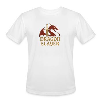 Dragon Slayer Emblem - Men's Moisture Wicking Performance T-Shirt - white - Front - Jackson (183cm)